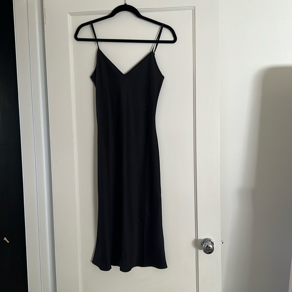 Wilfred black midi slip dress